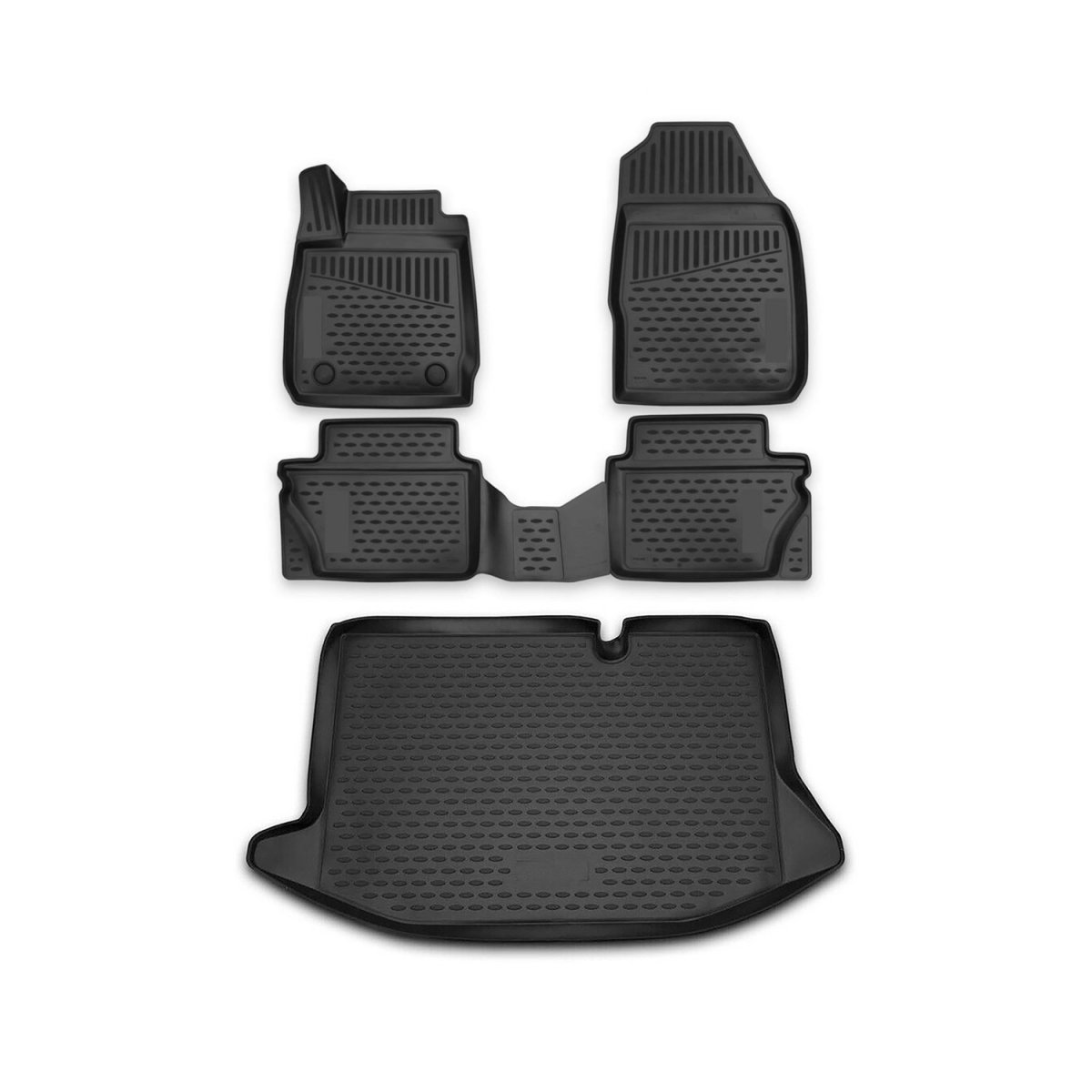 Ford Fiesta Floor-Trunk Mats - Omac - 3D - Black - '11-'19